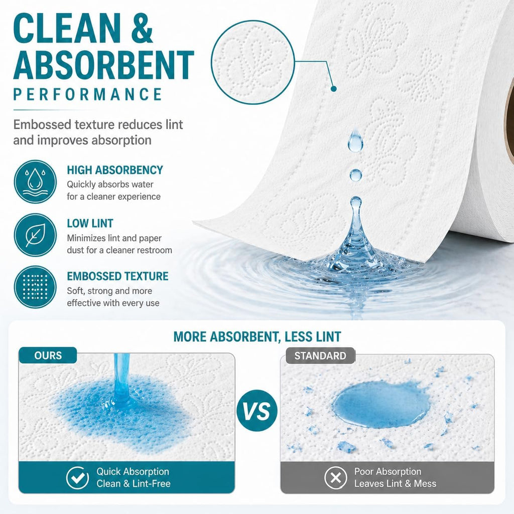 9" Jumbo Roll Toilet Paper: 4-Ply, 12 Rolls – For Commercial & Home Use