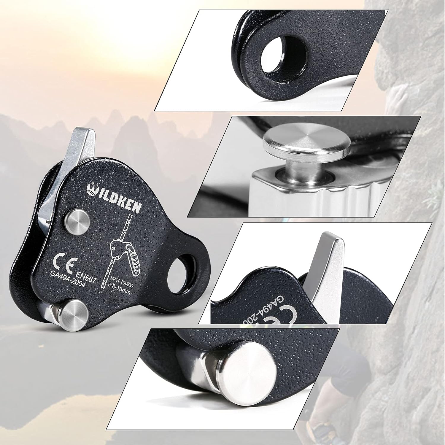 Climbing Ascender Fall Protection Belay Device Climbing Rope Grab | Ascender for Rock Climbing Mountaineering Tree
