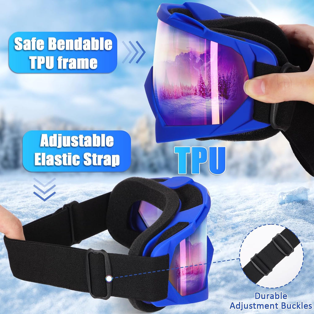 Ski Goggles, OTG Snowboard Goggles for Men Women & Youth, Winter Sport Anti Fog Snow Goggles - UV400 Protection