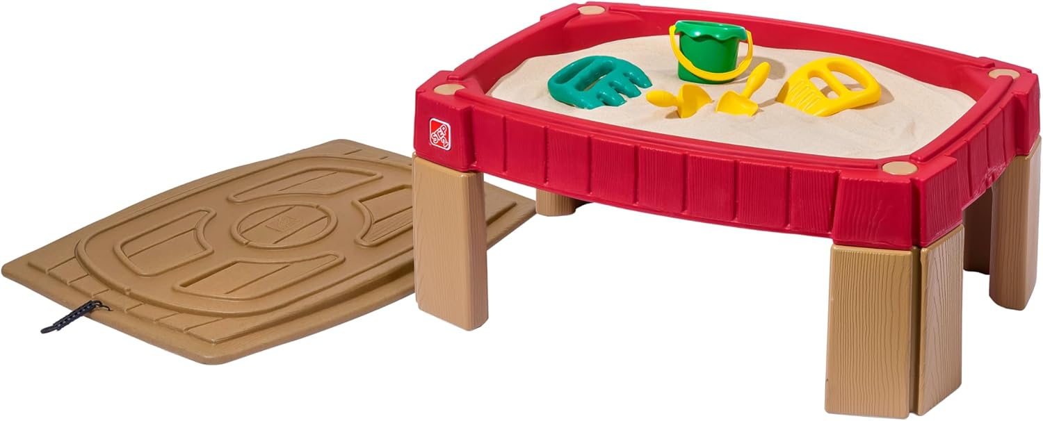 Step2 Naturally Playful Sand Table, Kids Sand Activity Sensory Table, 5 Piece Accessory Kit, Toddler Summer Outdoor