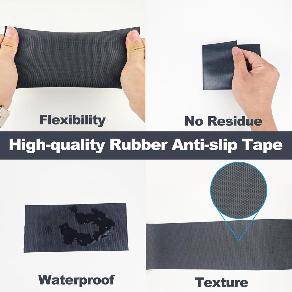 Rubber Grip Tape, 4" x16.5Ft, Anti-Slip, Comfortable Grip, Durable