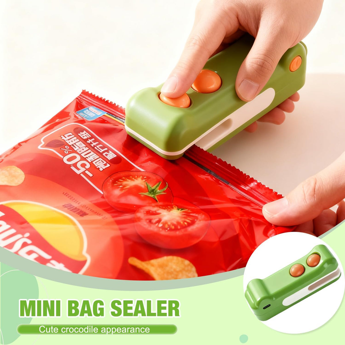 2-in-1 Rechargeable Mini Heat Sealer & Cutter,Mini Bag Sealer,Portable Handheld 2 in 1 Rechargeable Food Bag Sealer