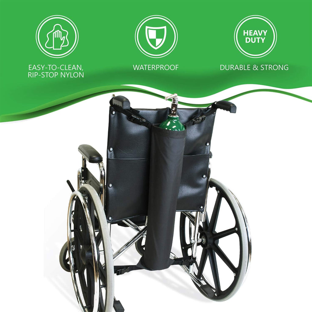 Oxygen Tank Holder for Wheelchair - D & E Cylinder Carrier Bag with Adjustable Straps - Heavy Duty, Waterproof, Easy