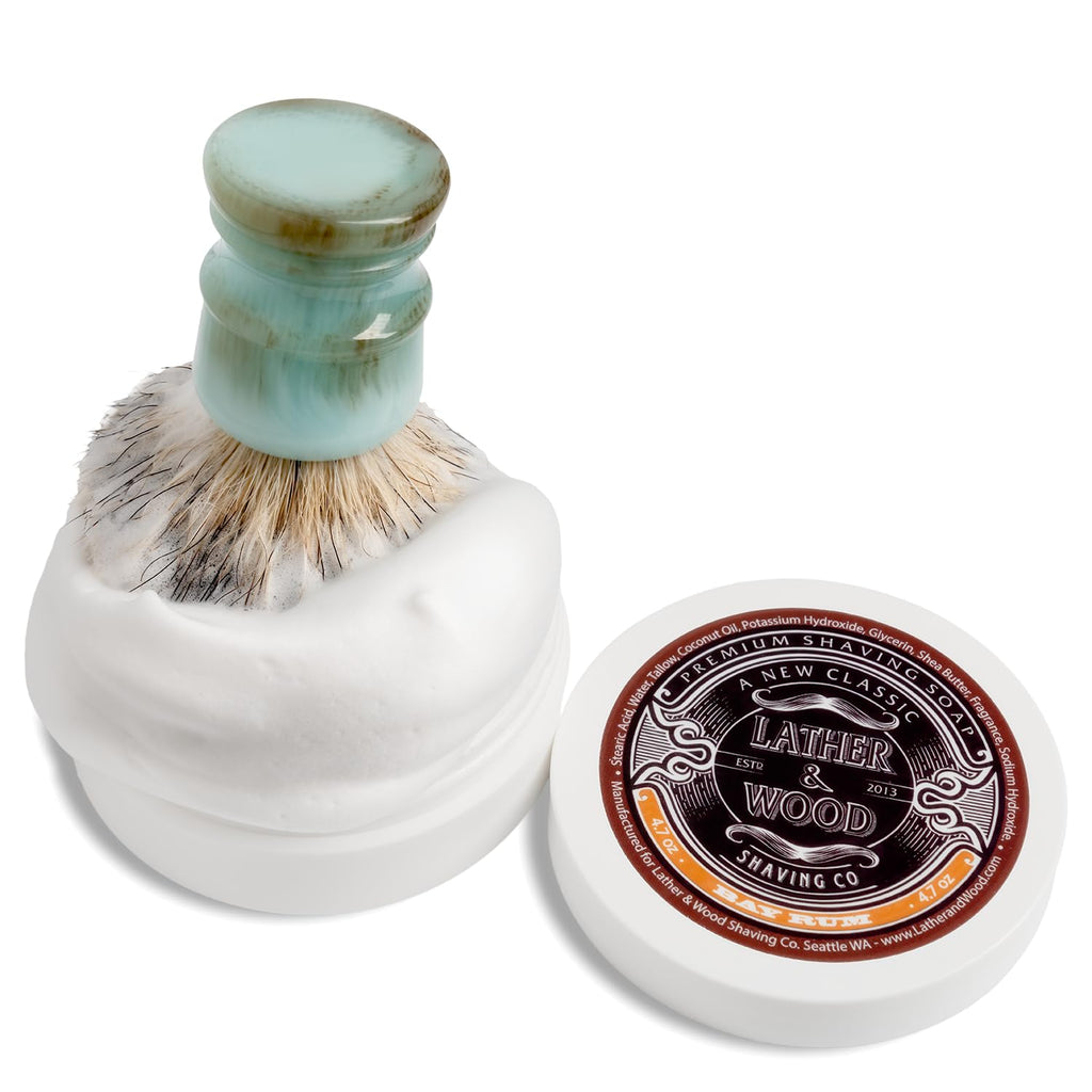 Lather & Wood Shaving Soap - Bay Rum - Simply the Best Luxury Shaving Cream - Tallow - Dense Lather with Fantastic