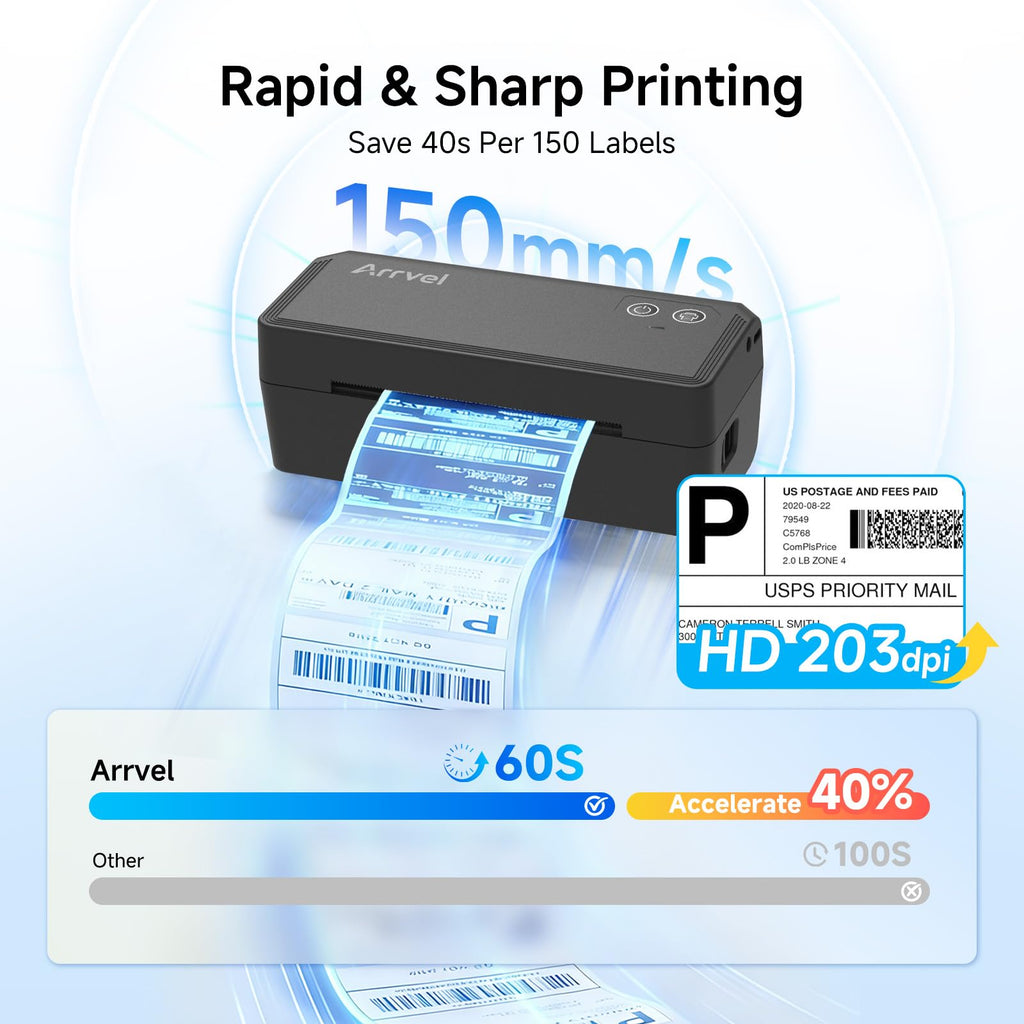 Bluetooth Thermal Label Printer w/ Stand, 4x6 Shipping Label Printer