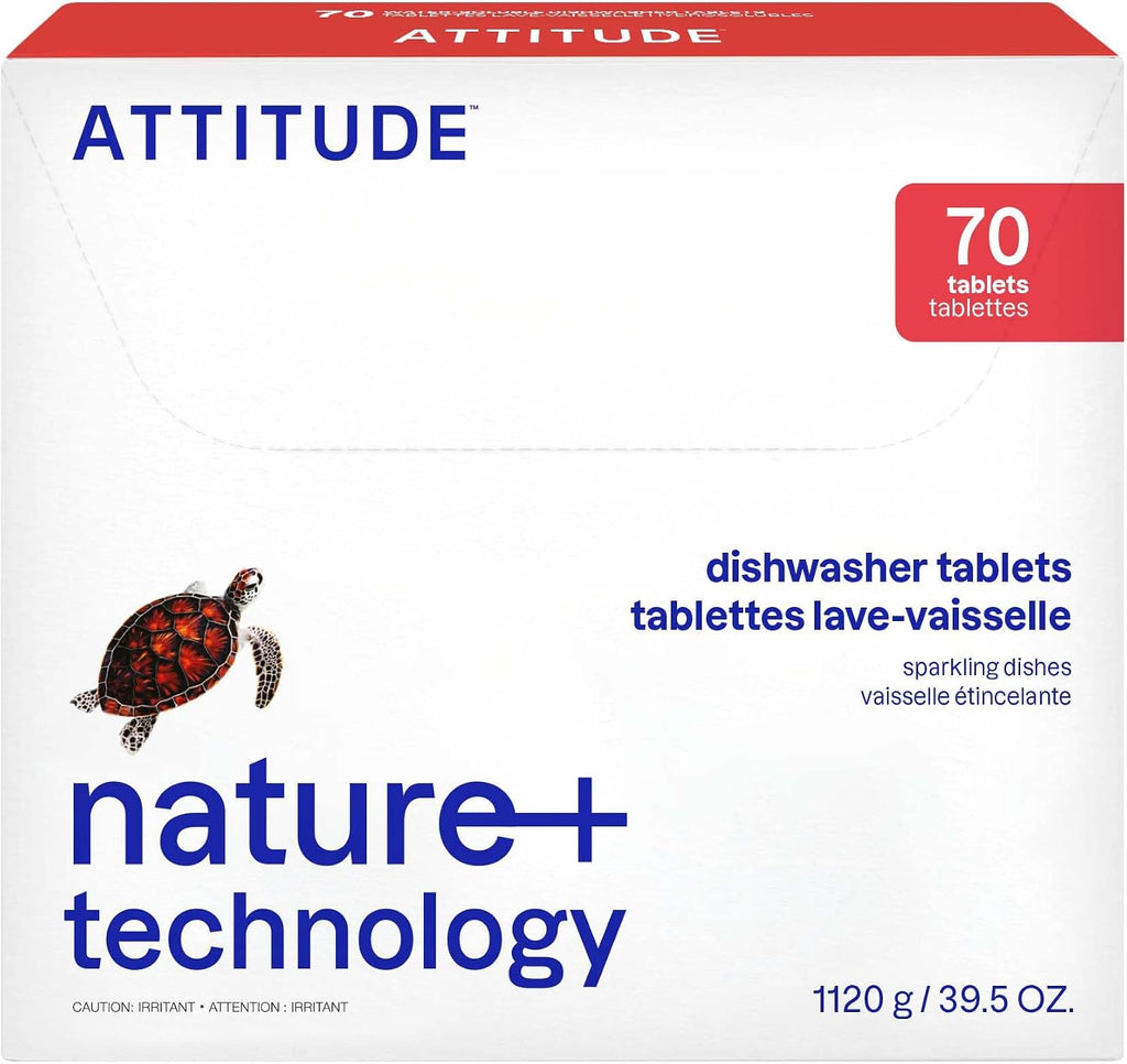 ATTITUDE Dishwasher Pods, Unscented, Plant-Based Tablets, 70 Count