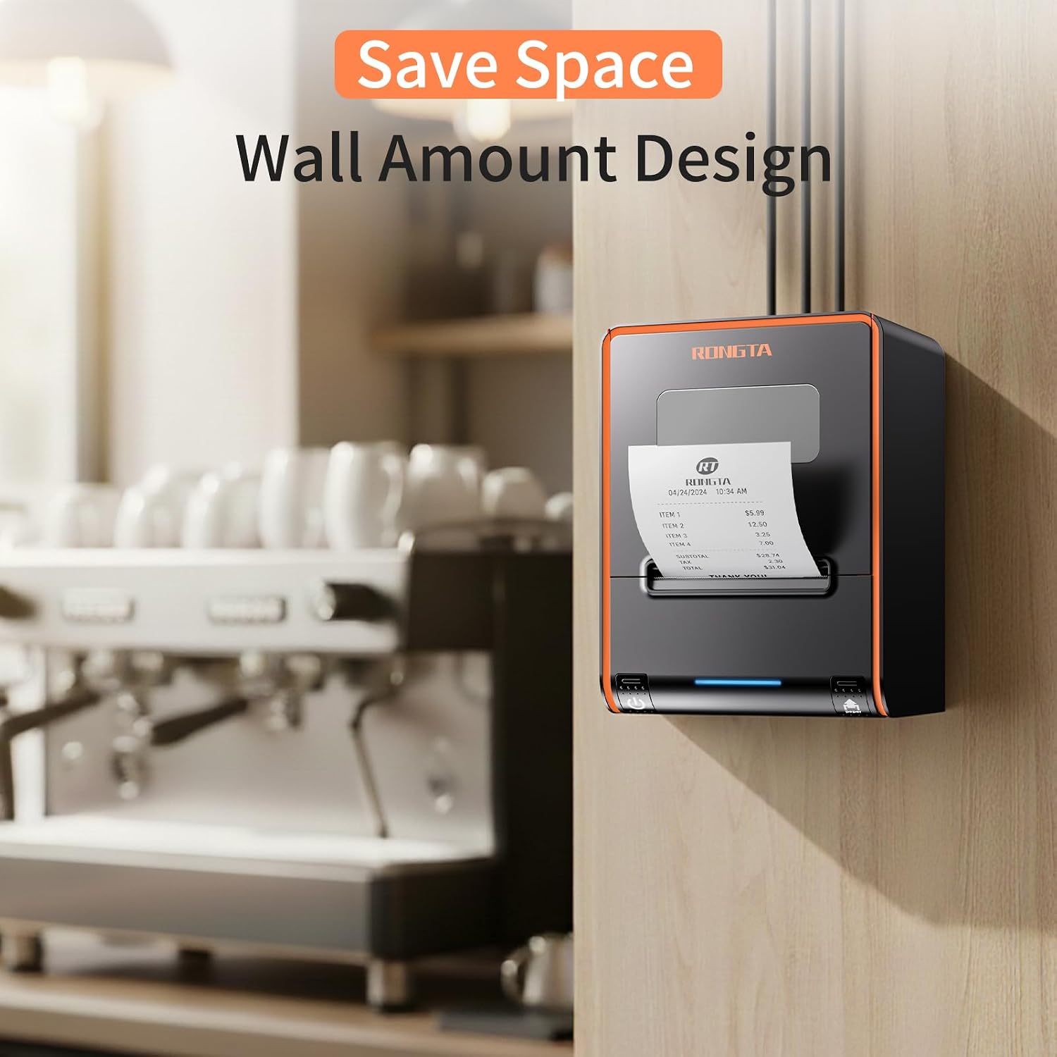 POS Printer, 80mm Direct Thermal Receipt Printers with Auto Cutter, USB Serial Ethernet Interface, Support