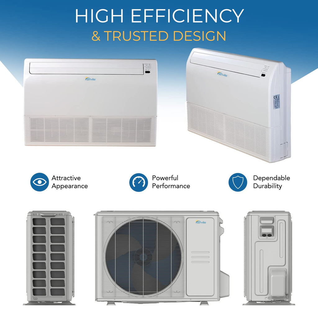 Floor Ceiling Mount Mini Split AC/Heating System, White, 24000 BTU