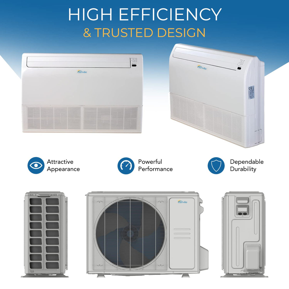 Floor Ceiling Mount Mini Split AC/Heating System, White, 24000 BTU