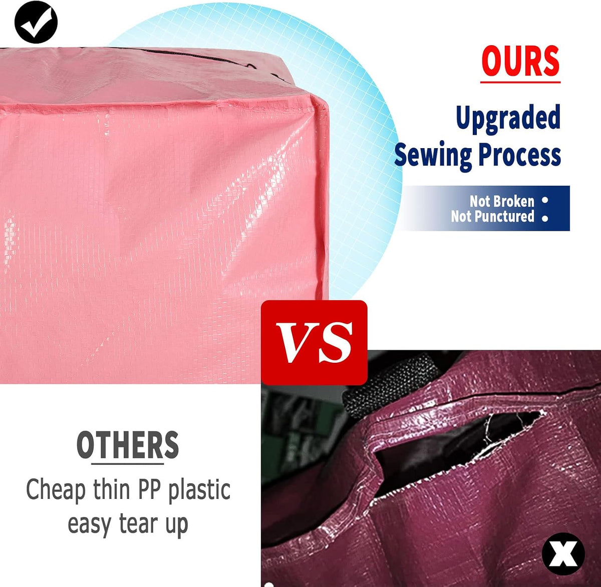 Heavy Duty Extra Large Moving Bags with Extra Long Handles -Includes Backpack Straps - Easy Storage For Space Saving