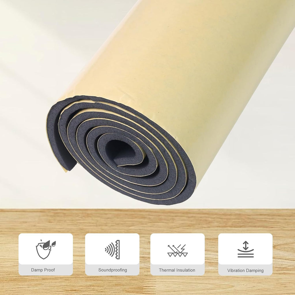 Foam Rubber Sheet with Adhesive, 12 x 59 x 1/8 Inch Closed Cell Insulation Neoprene Foam Sheet, Multi-Function