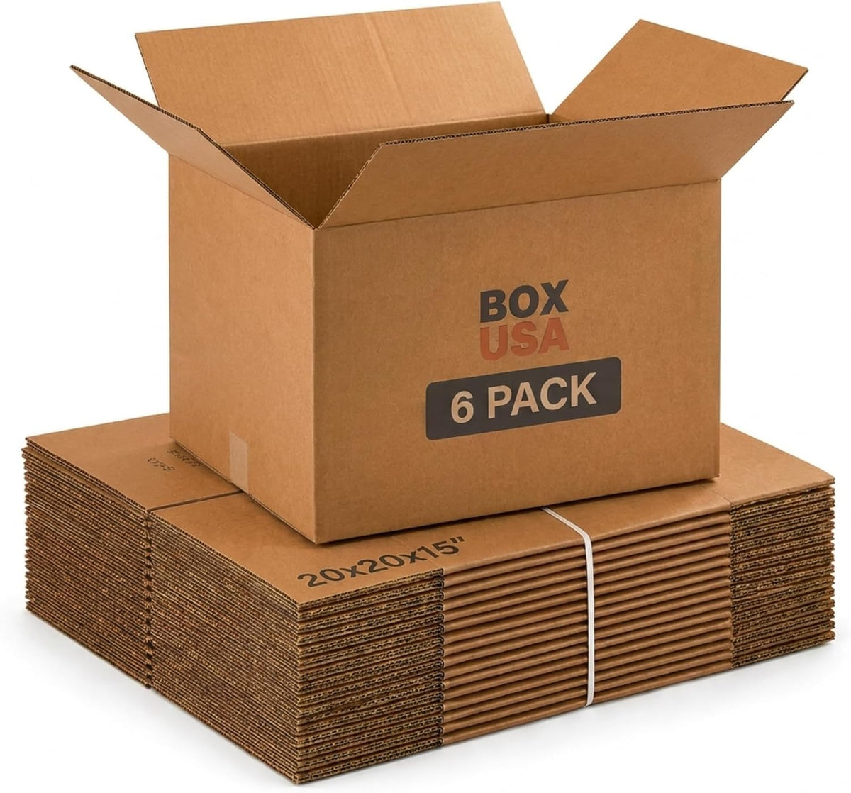 Large Moving Boxes 20"L x 20"W x 15"H 6-Pack - Corrugated Cardboard Box for Shipping, Mailing, Packing, Packaging and