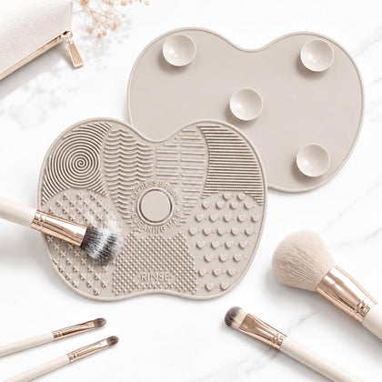 Makeup Brush Cleaner Mat 2 Pack, Silicone Suction Pad, Grey