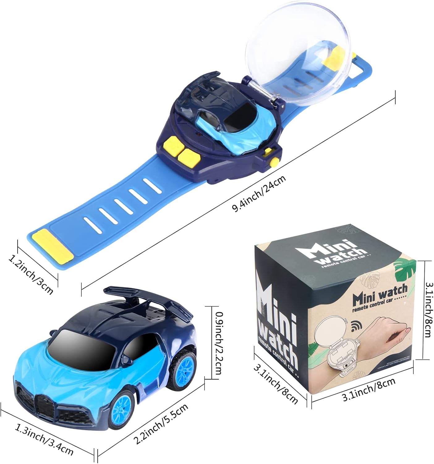 Remote Control Car Watch Toys with LED Light,2.4 GHz Mini Racing Cars Wrist Toy for Kids,RC Small Car Interactive