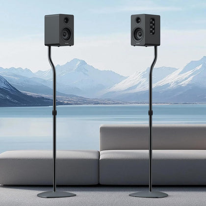 Universal Speaker Stands Pair, Satellite & Bookshelf Speaker Stands-28-38in Adjustable, Surround Sound Speaker Stand