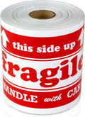 This Side UP Sticker Labels, Red & White, 4 x 6 inch, 600 Labels