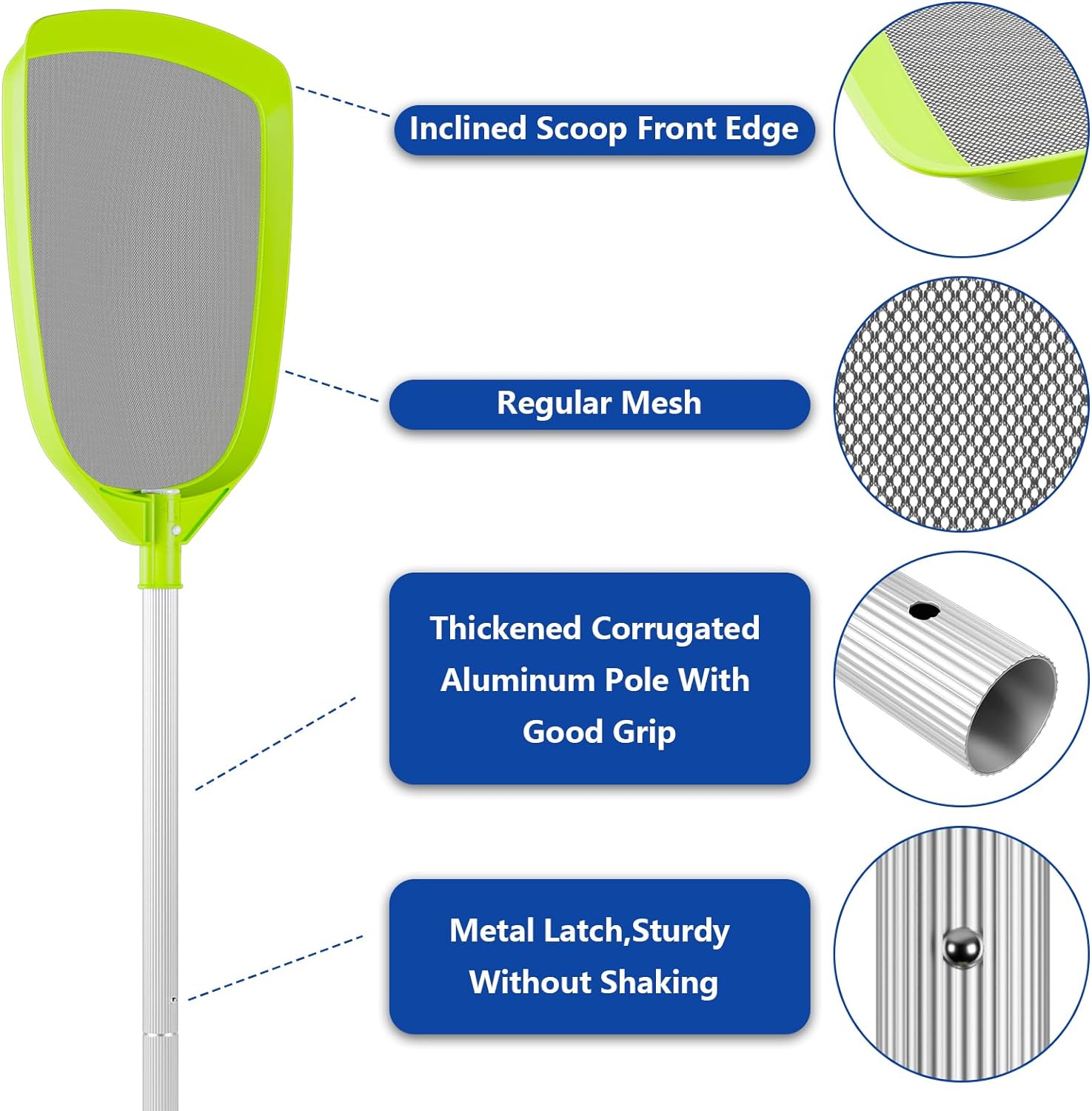 Pool Skimmer Net- Total Length 72 inches Rake with Pole,Accessories for Cleaning Inground/Above Ground Swimming Pool