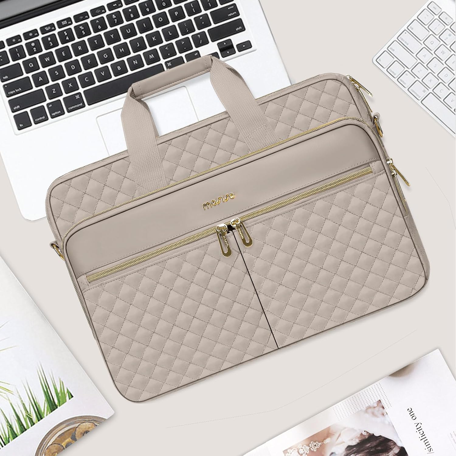 15-16 inch Laptop Bag, Laptop Briefcase Messenger Compatible with MacBook Pro 16/Air 15, HP, Dell, Lenovo, Square
