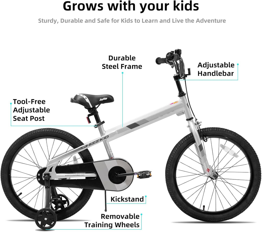 Whizz 12-20" Kids Bike for Toddler & Kids Ages 2-10Y | BMX Style Kids Bike with Training Wheels, Bell Dual Brake