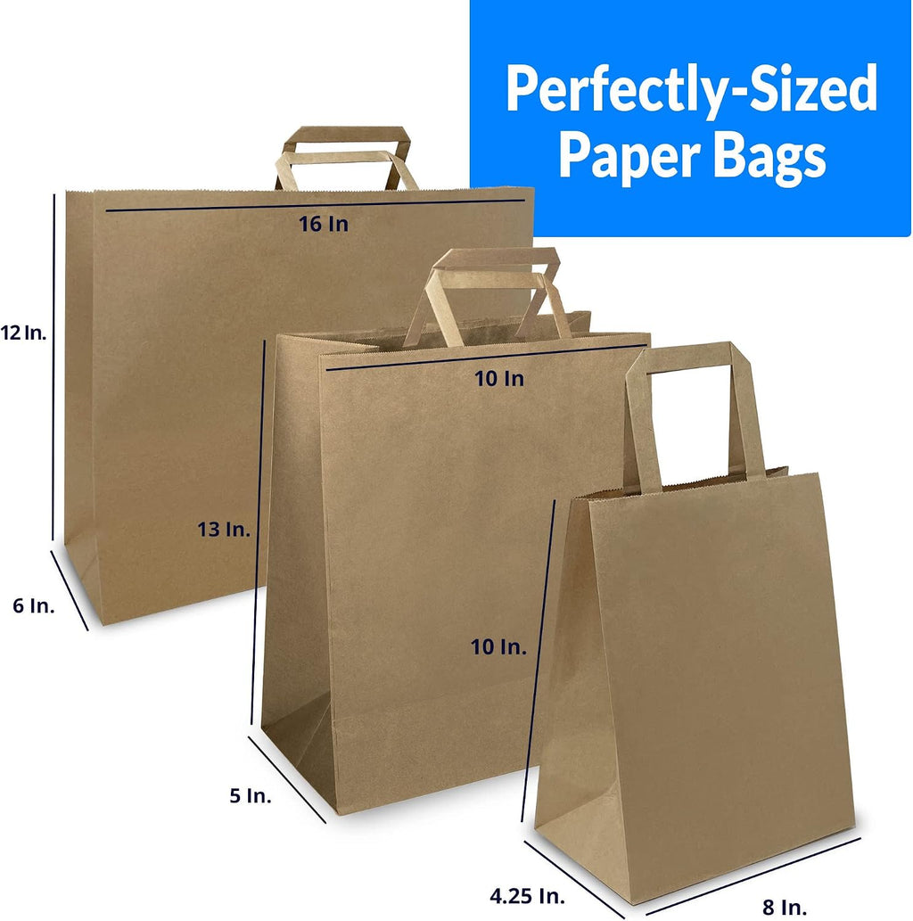 Paper Bags w/Handles, Kraft | Assorted Large Sizes