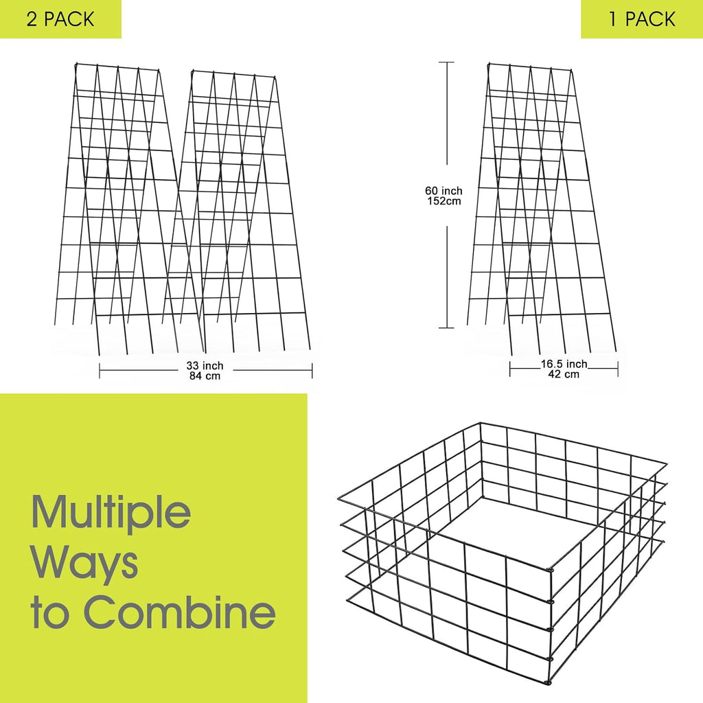 Cucumber Trellis for Raised Bed, Garden Trellis 16.5 x 60 Inch, Black | 2 PCS Metal Trellis for Climbing Plants