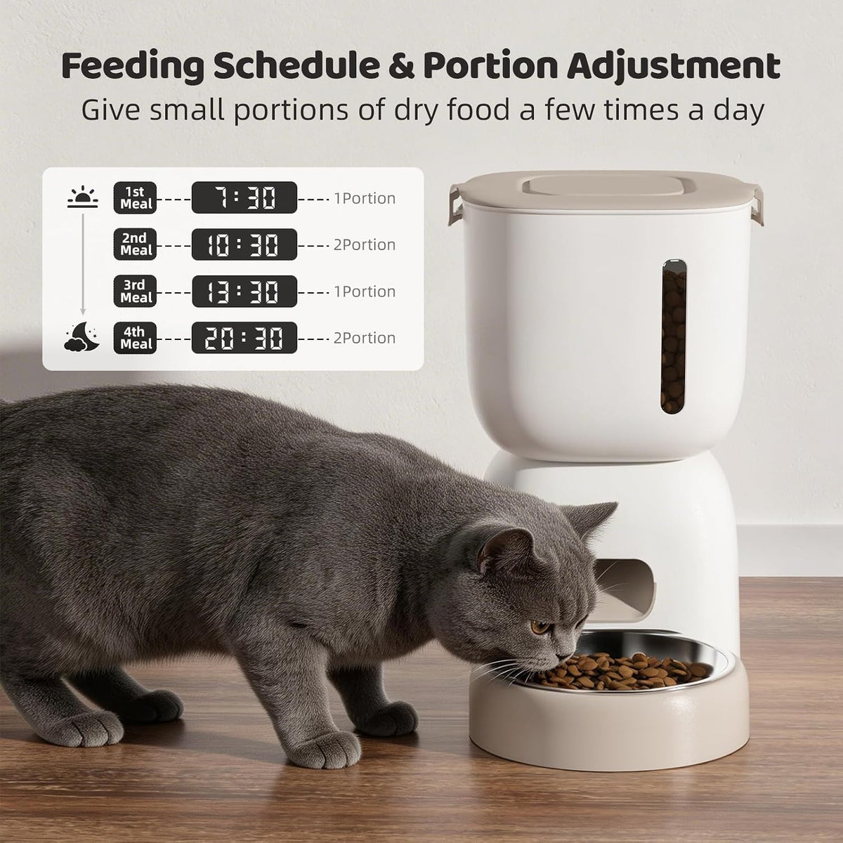 WiFi Automatic Cat Feeder and Water Fountain Set, App Control Smart Pet Food Dispenser with 304 Stainless Steel Bowl