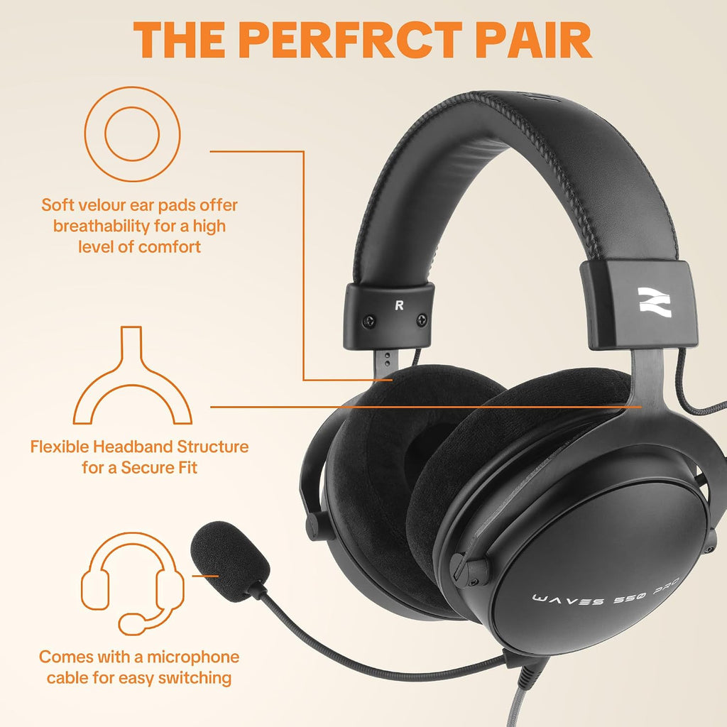 Studio Monitor Headphones for Recording, Wired Over Ear Studio Headphones with Detachable Boom Microphone