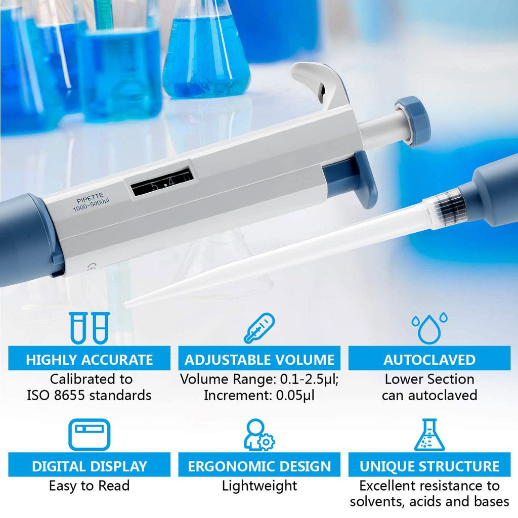 Pipettor Adjustable 1000-5000ul Single-Channel Variable Volume Micropipette