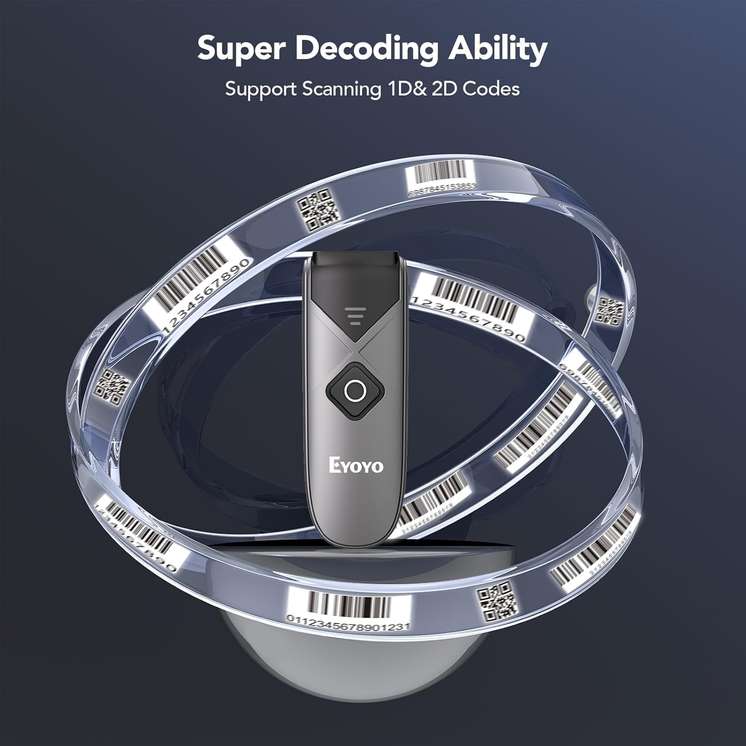 2-Pack Portable Mini QR 2D&1D Bluetooth Barcode Scanner Wireless | USB Wired/Bluetooth/2.4G Wireless Connection, UPC