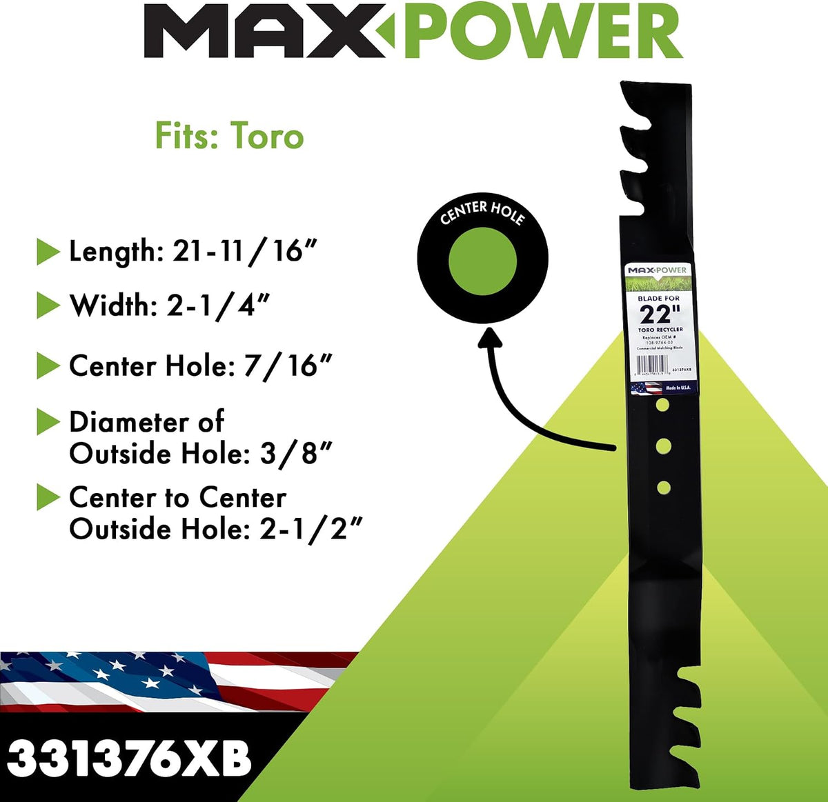 MaxPower 331376XB USA MADE Commercial Mulching Mower Blade
