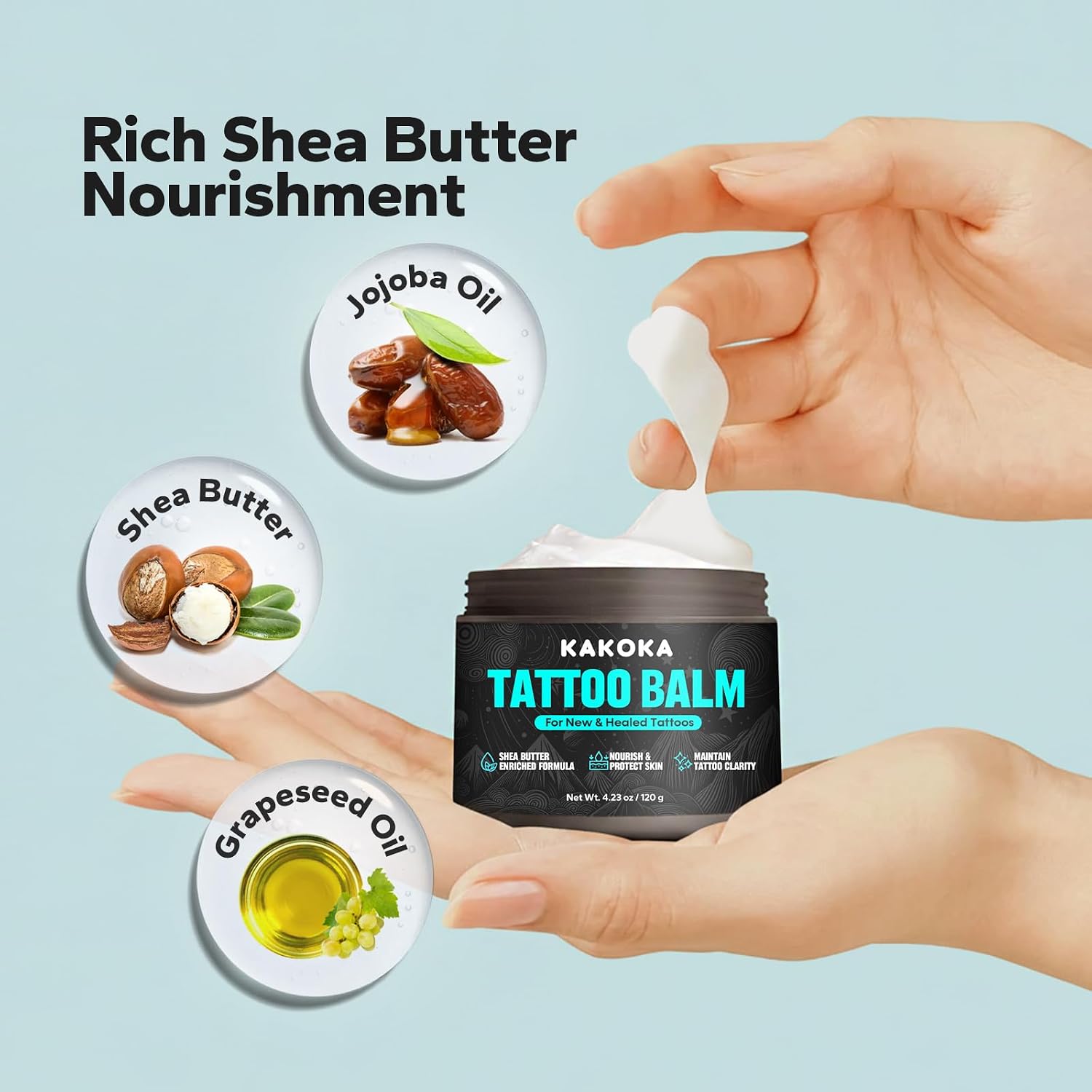 Tattoo Aftercare Balm (4.23 oz), Tattoo Balm, Natural Shea Butter Formula Tattoo Lotion, Nourishing Properties and