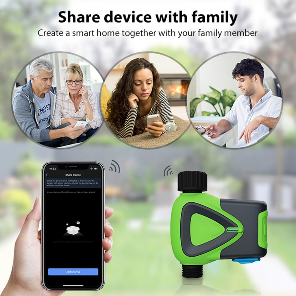 WiFi Sprinkler Timer, Smart Water Hose Timer with APP Control, Rain Delay, Auto & Manual Watering Mode, WiFi