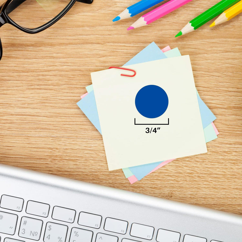 Dark Blue Dot Stickers, 3/4 Inch Removable, 1000/Roll