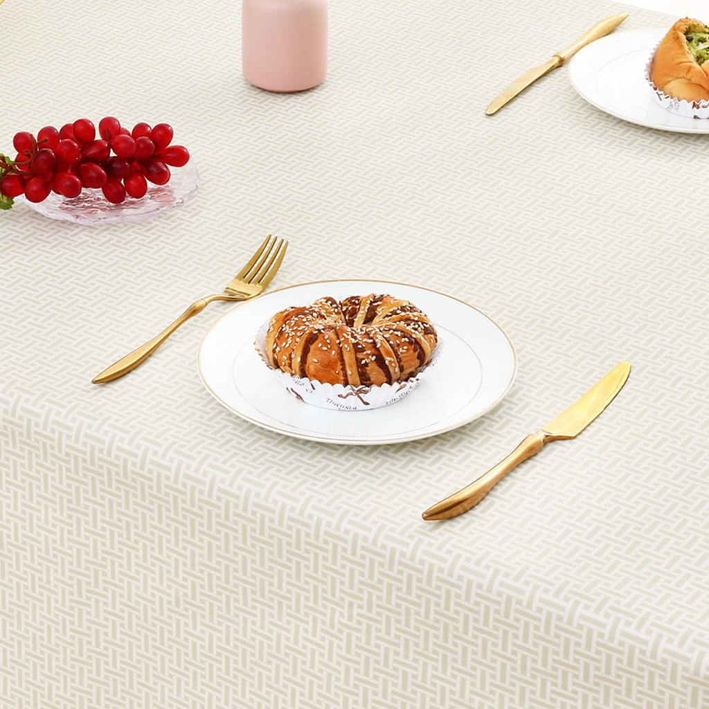 Rectangle Waterproof Vinyl Table Cloth, Plastic Tablecloth with Flannel Backing, Wipeable Table Cover for Dinner