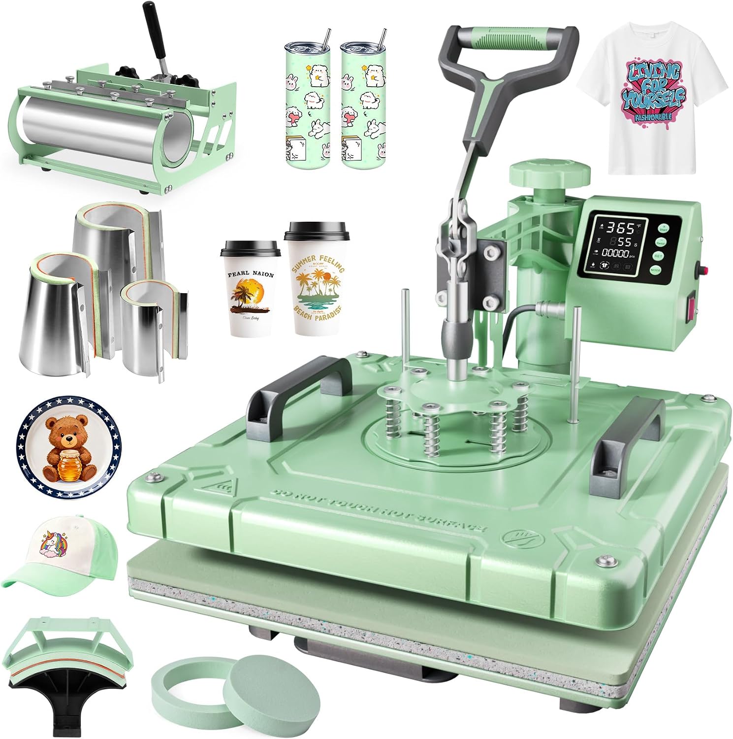 8 in 1 Heat Press Machine 15x15 Inch, Heat Press for T-Shirts, Hats | Swing Away Digital Sublimation Heat Press