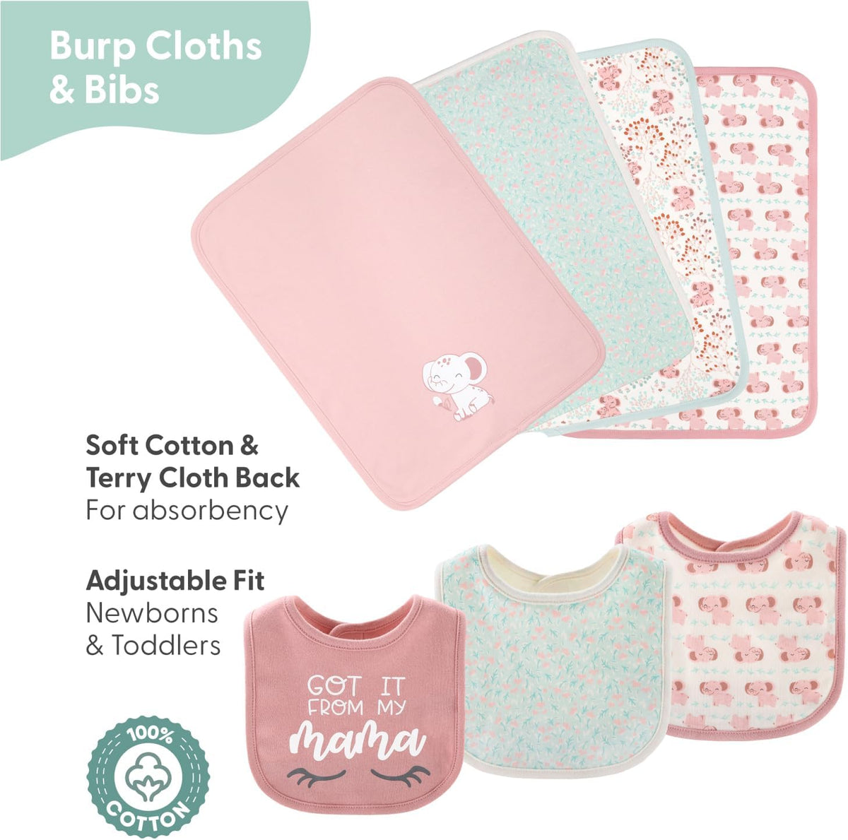 Baby Layette Gift Set for Girls - 30 Piece New Born Girl Gift Set, Baby Clothes, 0-9 Months - Floral Elephant