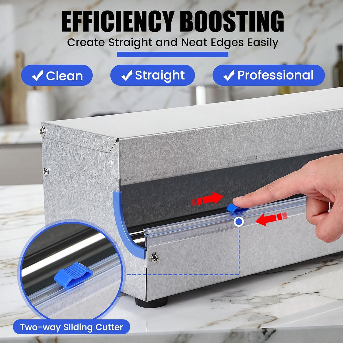 18 Inch Stainless Steel Plastic Wrap Dispenser with Slide Cutter