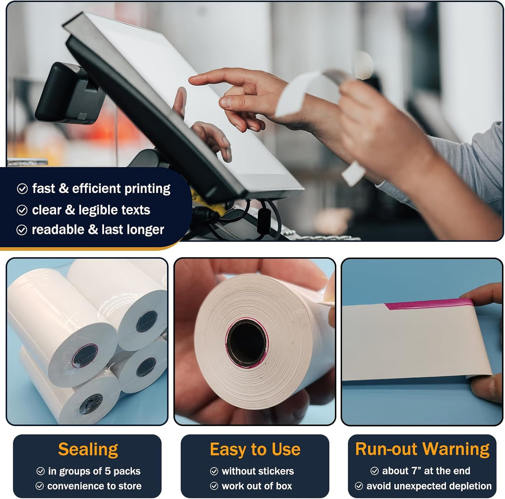 (50 Rolls) 2 1/4 x 50 Thermal Paper Rolls, BPA Free Thermal Receipt Paper Rolls, 2.25 inch Width and 50 ft Longth Per