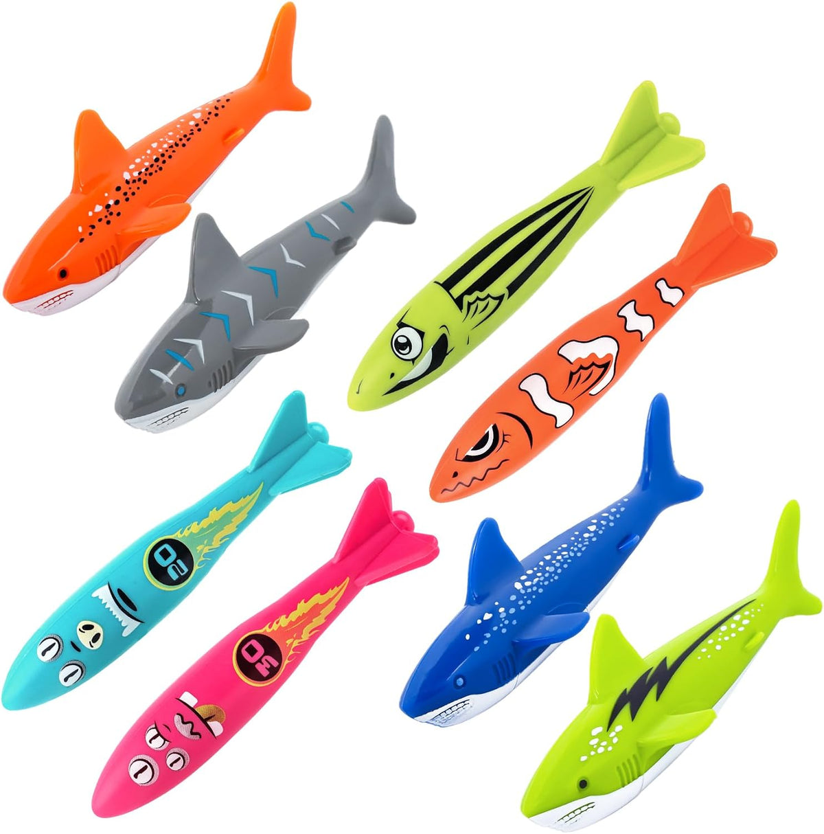 Pool Toys for Kids Ages 4-8, 8Pcs Underwater Pool Torpedo Bandit | Gliding Shark Diving Toys for Kids Ages 8-12 Fun