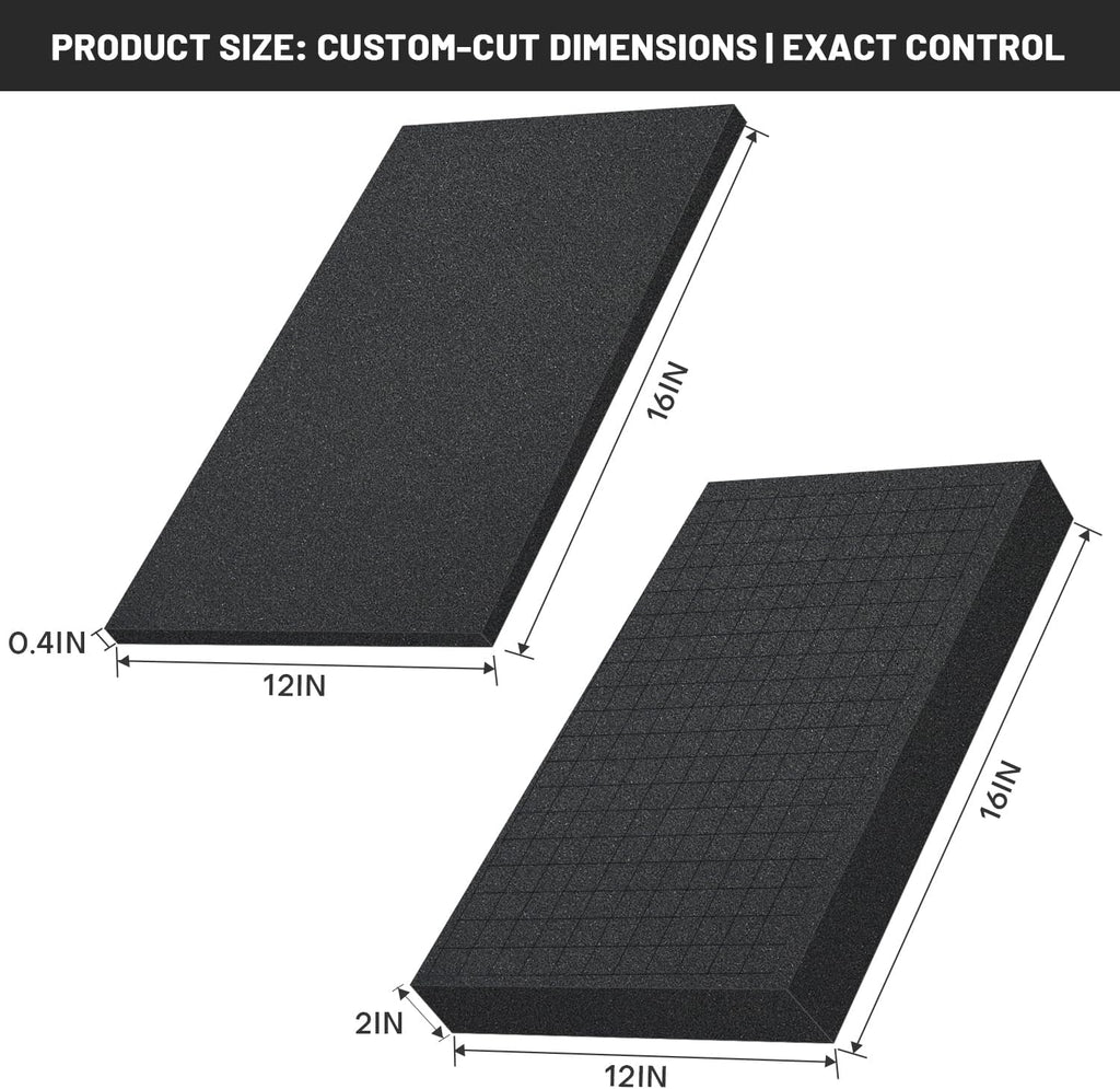 Dual-Thickness Case Foam Insert Kit 4PCS (2PCS 16x12x2" + 2PCS 16x12x0.4") - Pick and Pluck Protective Layer for Tool