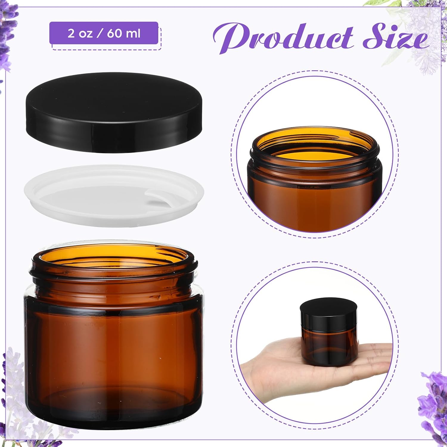 2 oz Glass Jars with Lids, Clear Candle Jars with Black Lids Round Empty Candles Container Tins for Candle Making