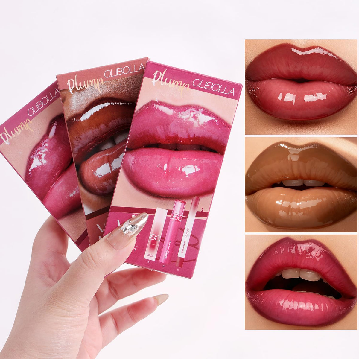 3PCS Glossy Lip Combo Set – Shade with Plumping Gloss, Hydrating Melting Balm & Smooth Lip Liner for Fuller, Defined