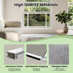 Adjustable Window Screen for Hung Windows, White Expandable Horizontal Sliding Screen, 10" H x 19-36" W with Black