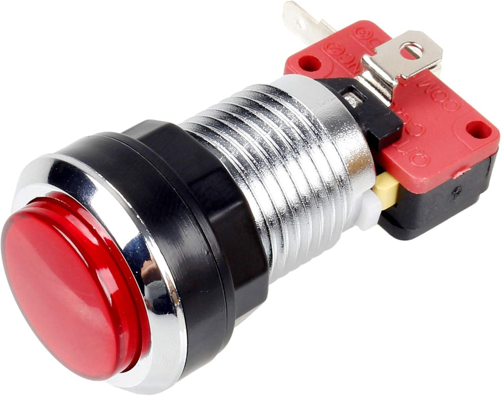 10 Pcs/Lots Chrome Plating 30mm LED Illuminated Push Buttons with Micro Switch for Arcade Machine Games Mame Jamma