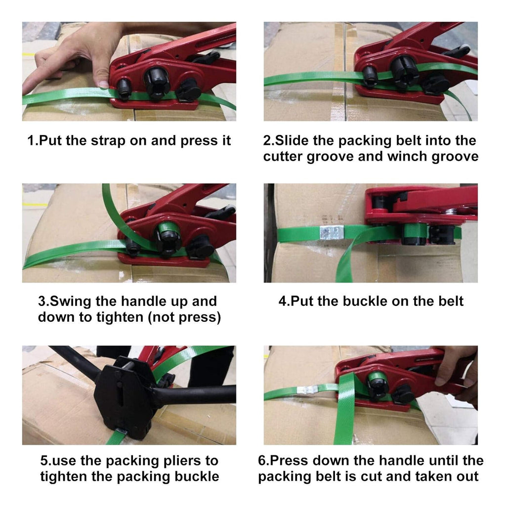 Heavy Duty Poly Strapping Tensioner and Cutter Manual Banding Tools Windlass for 1/2" -3/4" Width Polyester