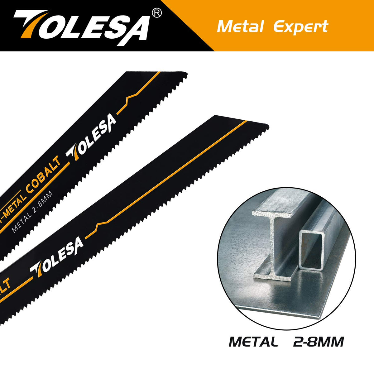 TOLESA Reciprocating Saw Blades, 6" 14TPI for Heavy Metal, 5-Pack