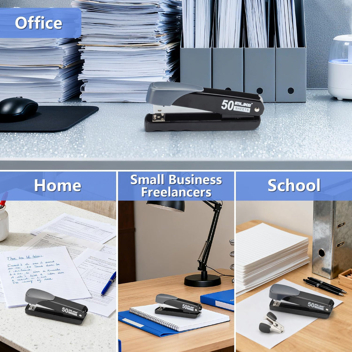 Heavy Duty Stapler, IMLIKE 50 Sheet Full Strip Stapler, Anti-Jam Non-Slip with 5000pcs 26/6 Staples and 1000pcs 23/8