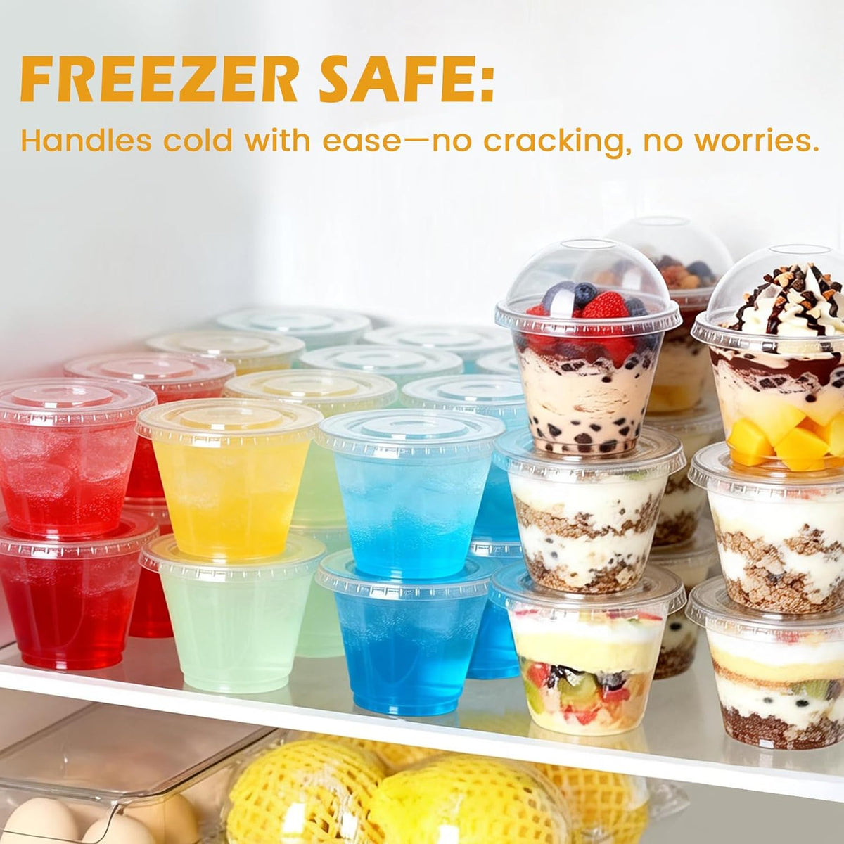 9 oz Plastic Cups with Lids 50 Pack, Disposable Clear Cups with Lid