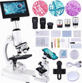 Microscope 40X-2500X Magnification with 4.3-inch Display, Wide-Angle 10X and 25X eyepieces, and Built-in 5-megapixel