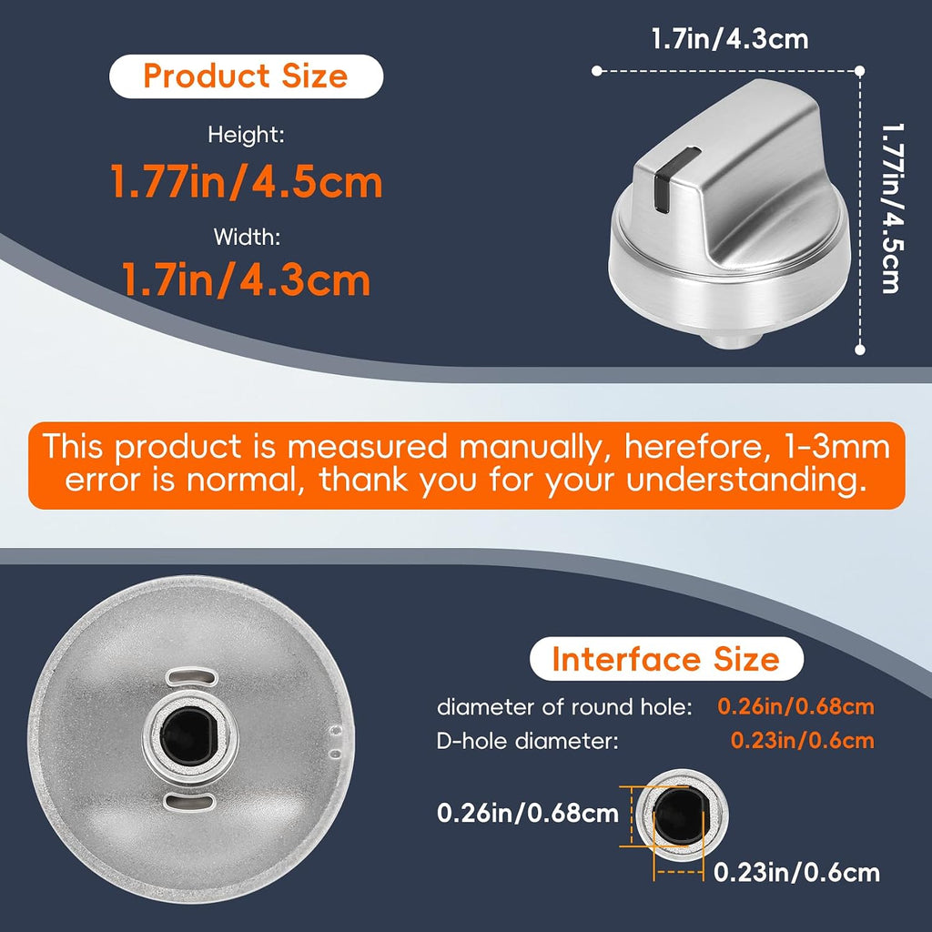 WB03X29315 Knob Fit for GE Stove Knobs KIP 5U06 191D9233 Stove Knob 5 Pack | Compatible with GE JGP5030SL1SS